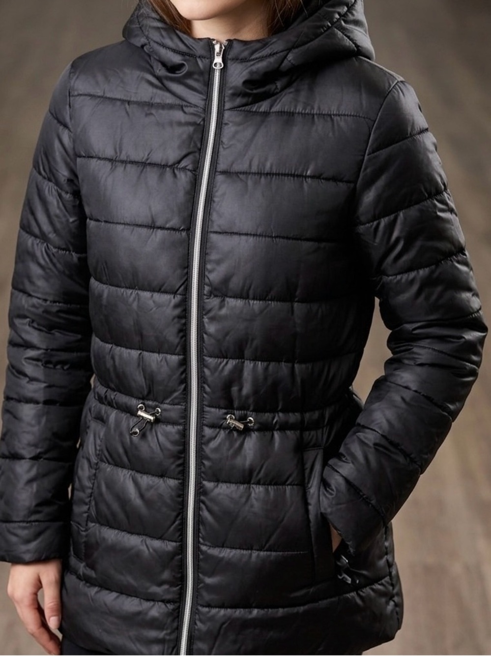 Women's Black Quilted Hooded Puffer Jacket